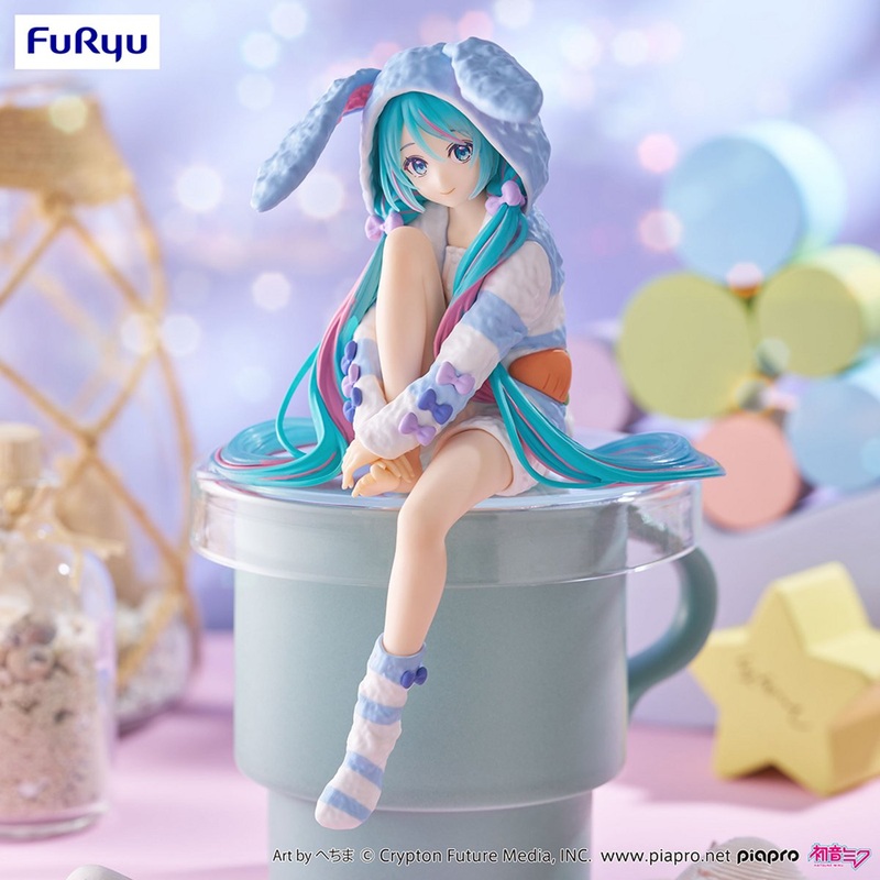 Vocaloid Hatsune Miku Noodle Stopper Figure Rabbit Ear Hood Pajama Blue Color ver.